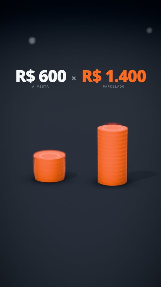 Duas pilhas de moedas comparando à vista e parcelado